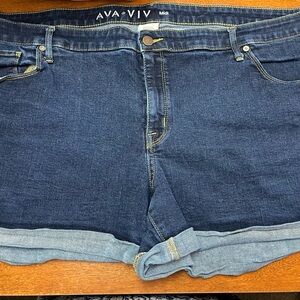 Ava & Viv Blue Denim Midi Shorts